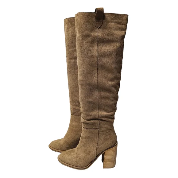 Vici Mi.iM Saint Slouch Knee Boots Camel Brown Suede - Picture 1 of 9